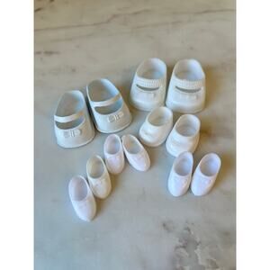 Vintage Variety of White Plastic Mary Jane Doll Shoes Mixed Lot Baby Doll Shoes